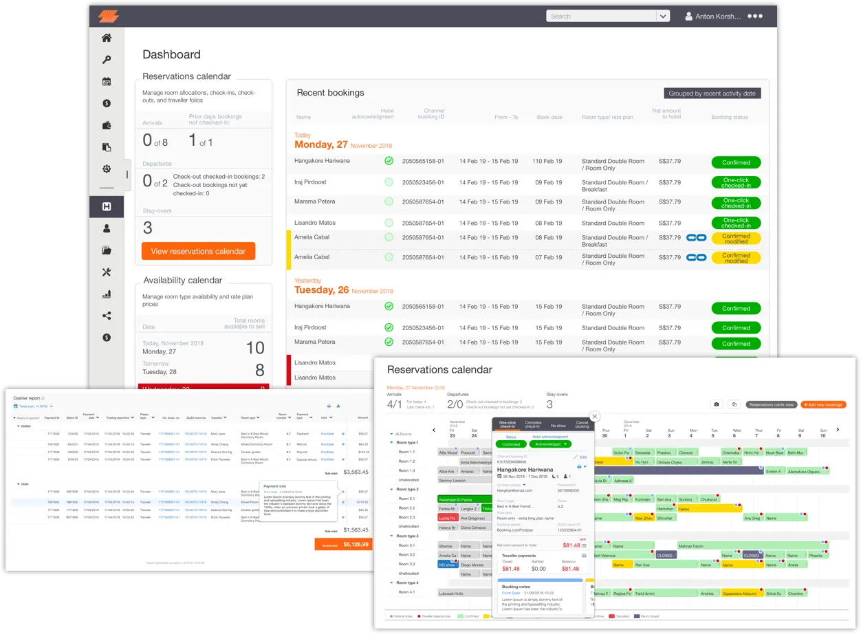 Screenshot of ZuZu Hotels project showing the interface Oleksii worked on