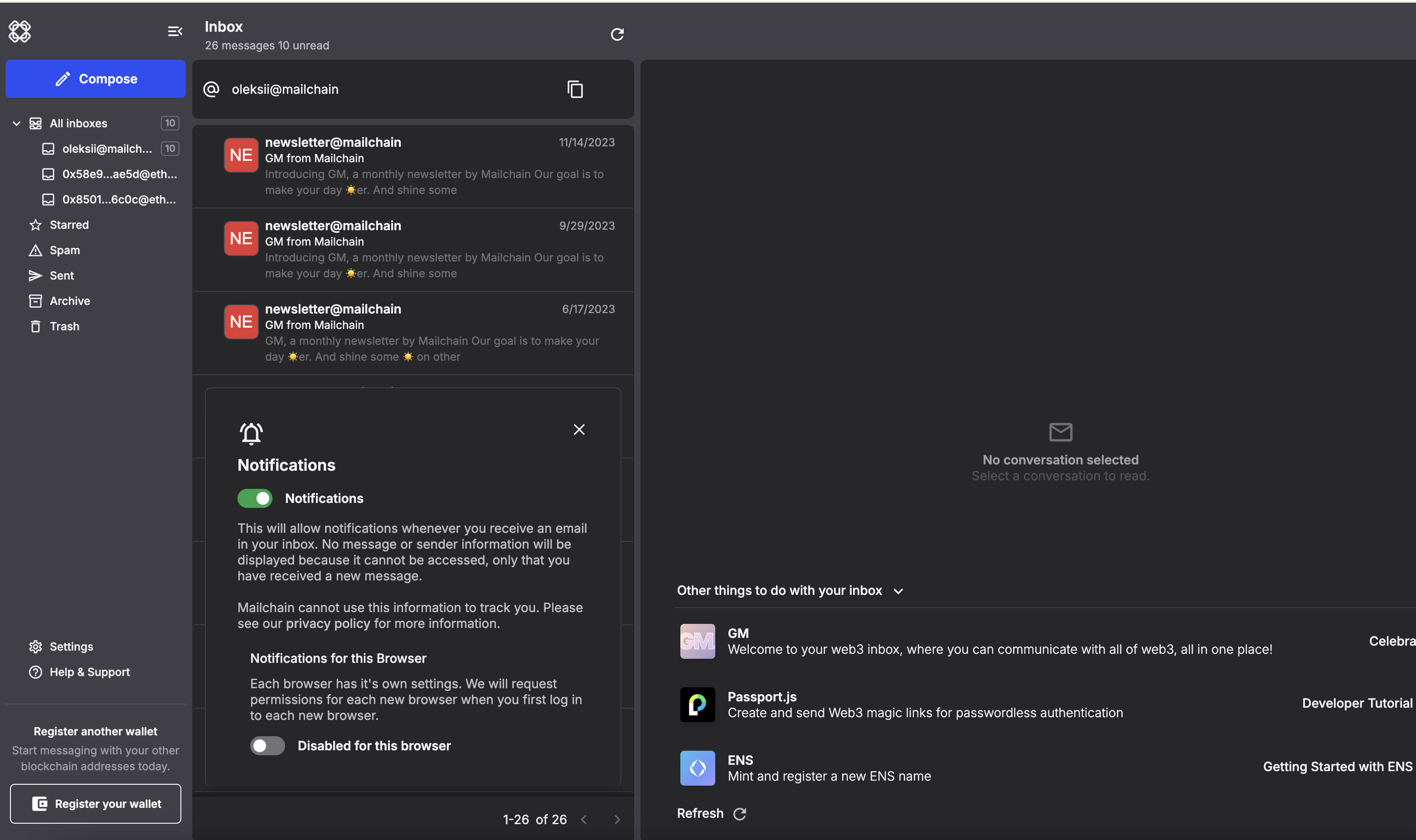 Mailchain project screenshot